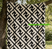 Fendi Monogram Geometric Pattern Flannel Sofa Throw Blanket IMG_9383